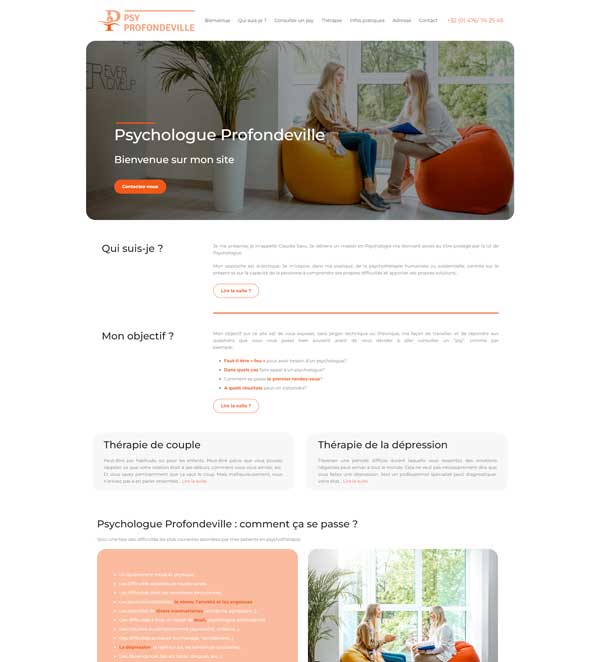 Exemples de sites web professionnels réalisés - ConsultPlus - psy-profondeville
